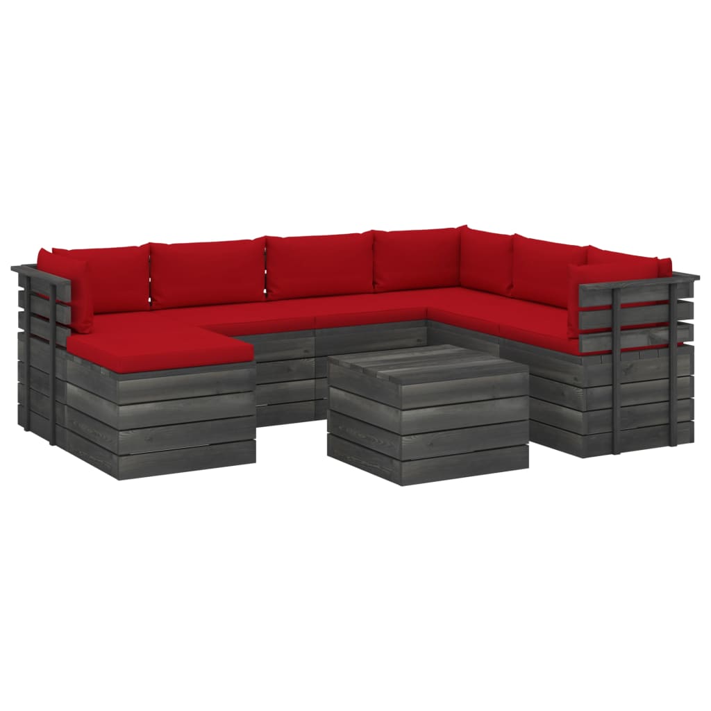 8-delige Loungeset pallet massief grenenhout donkergrijs