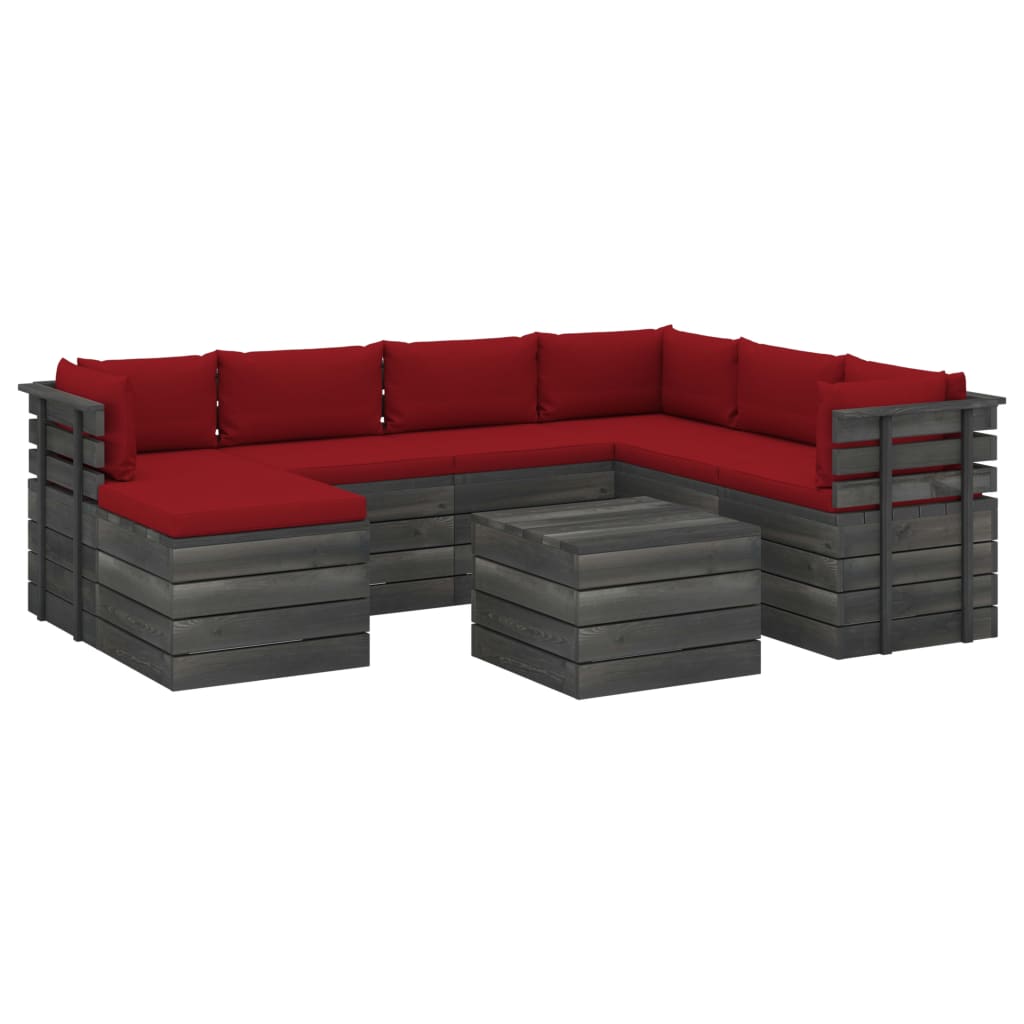 8-delige Loungeset pallet massief grenenhout donkergrijs