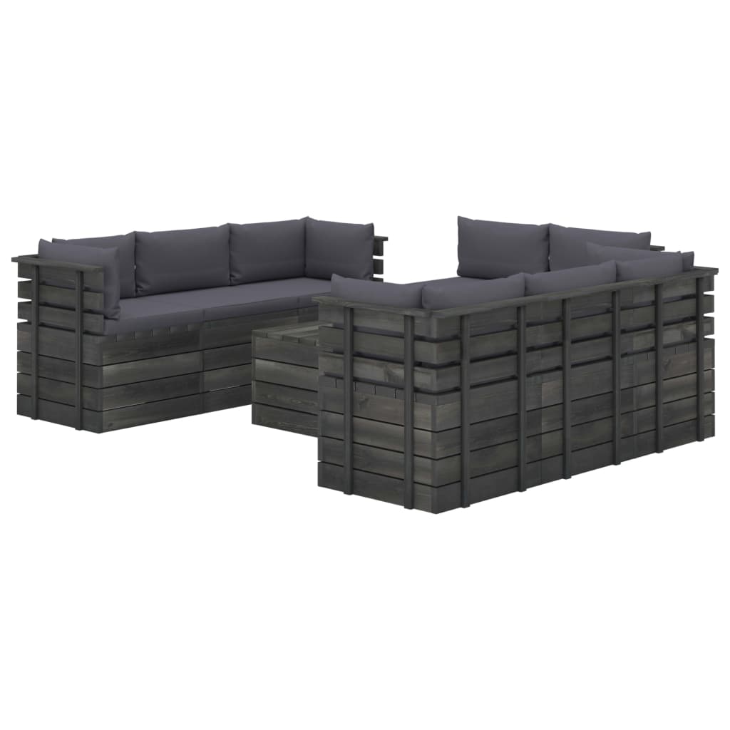 9-delige Loungeset met kussens pallet massief grenenhout