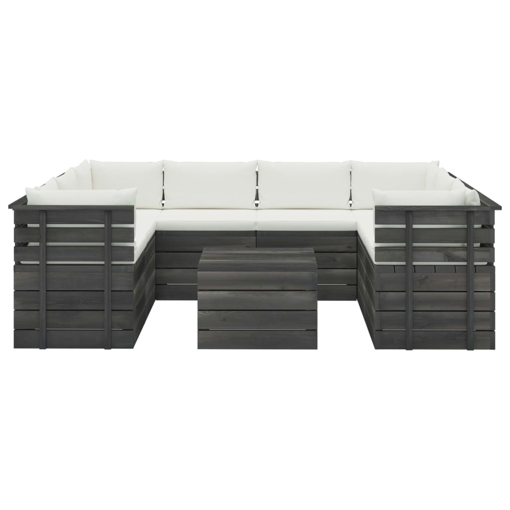 9-delige Loungeset met kussens pallet massief grenenhout