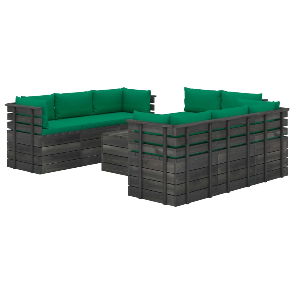 9-delige Loungeset met kussens pallet massief grenenhout