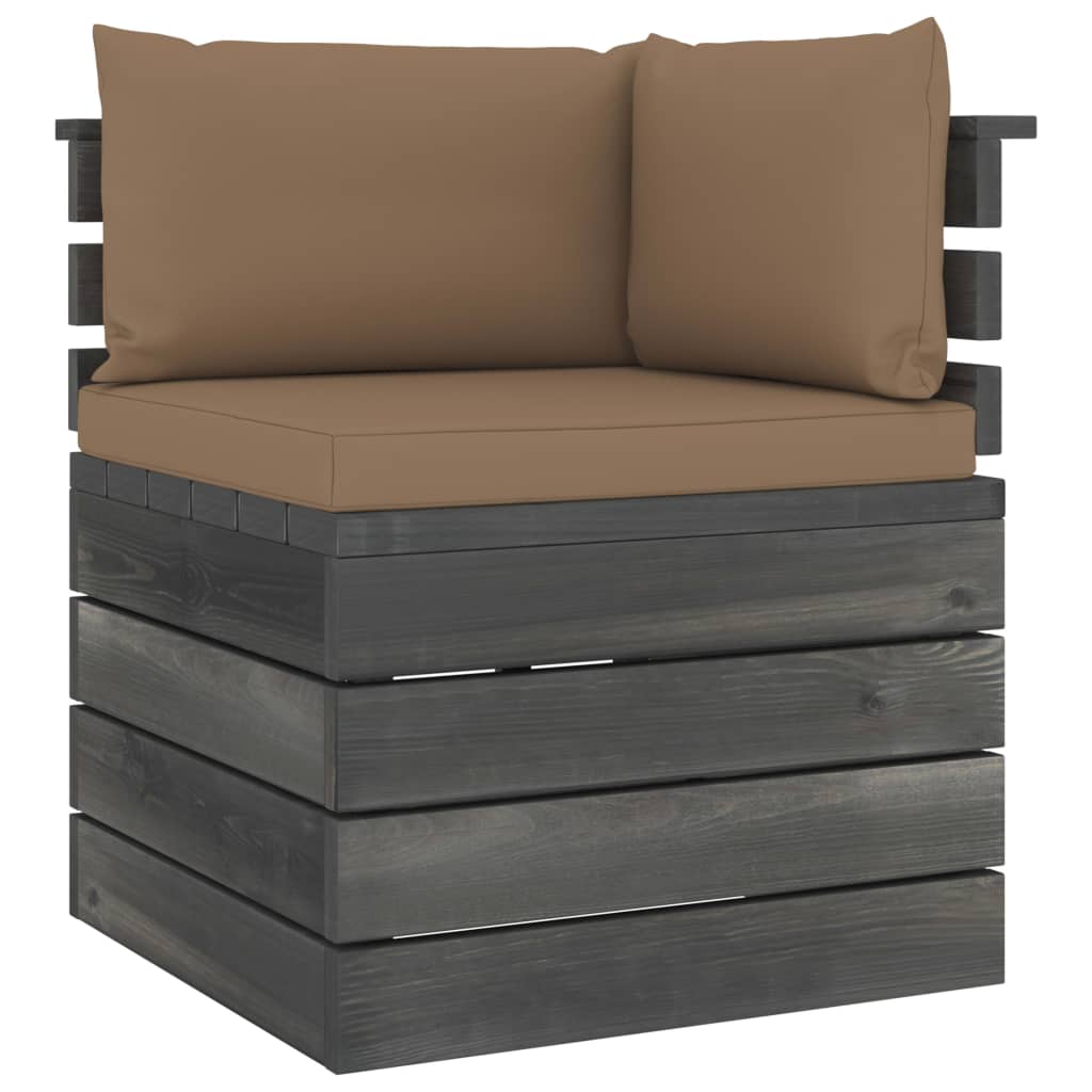 9-delige Loungeset met kussens pallet massief grenenhout