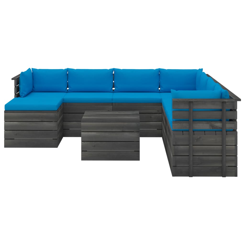 9-delige Loungeset pallet massief grenenhout donkergrijs