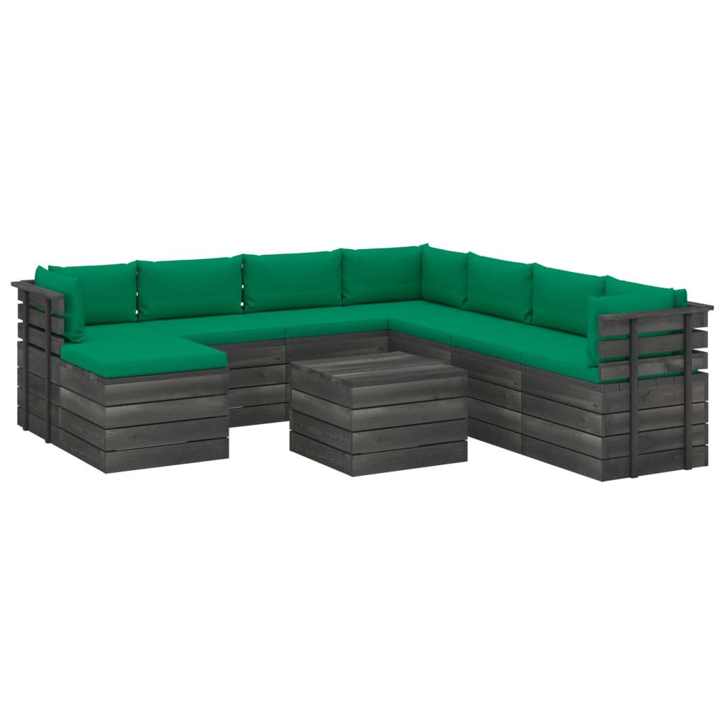 9-delige Loungeset pallet met kussens massief grenenhout