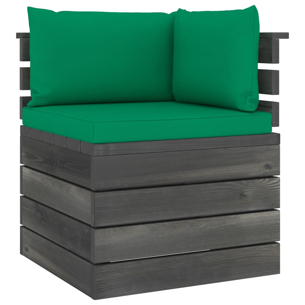 9-delige Loungeset pallet massief grenenhout donkergrijs