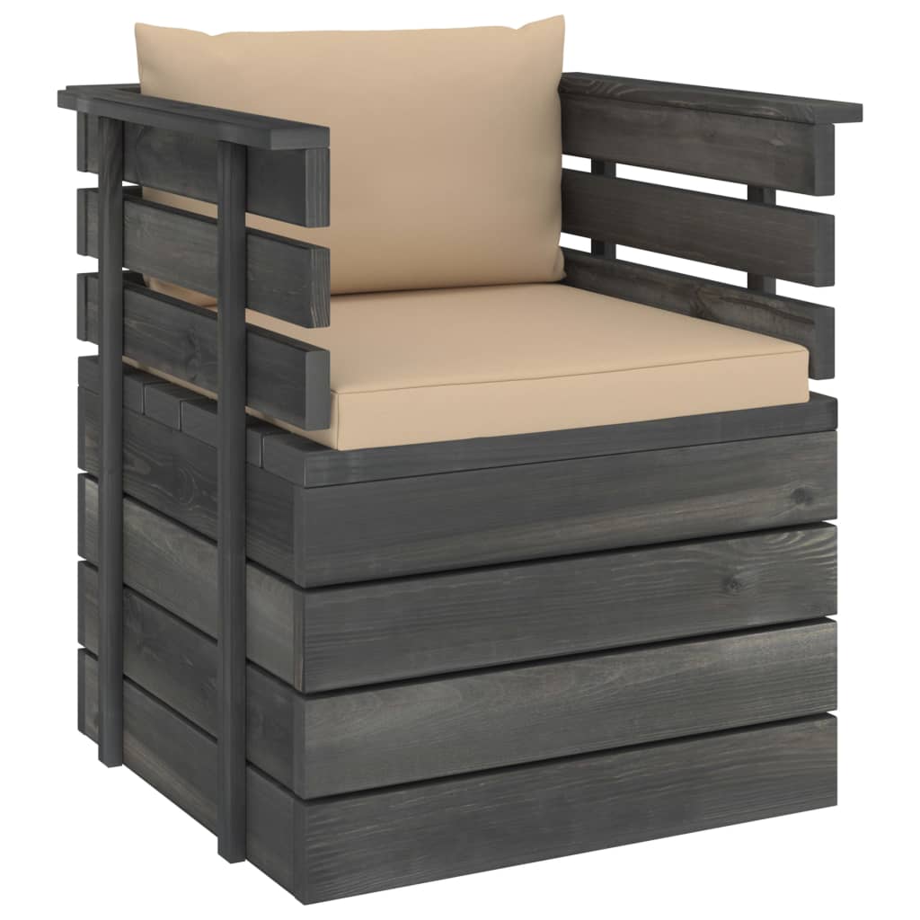 12-delige Loungeset pallet met kussens massief grenenhout