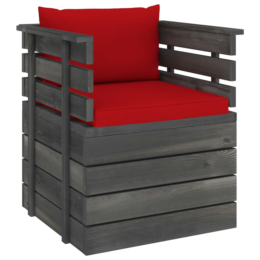 12-delige Loungeset pallet met kussens massief grenenhout