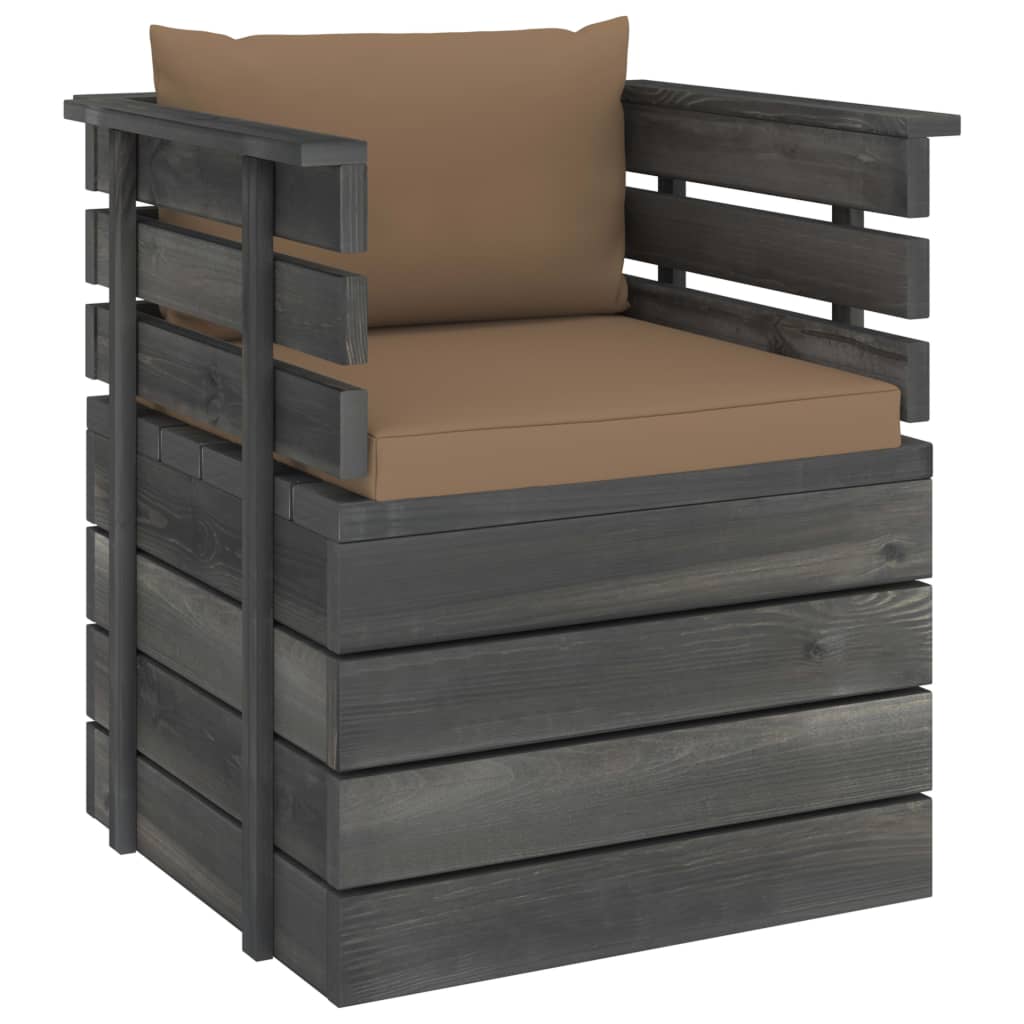 12-delige Loungeset pallet met kussens massief grenenhout