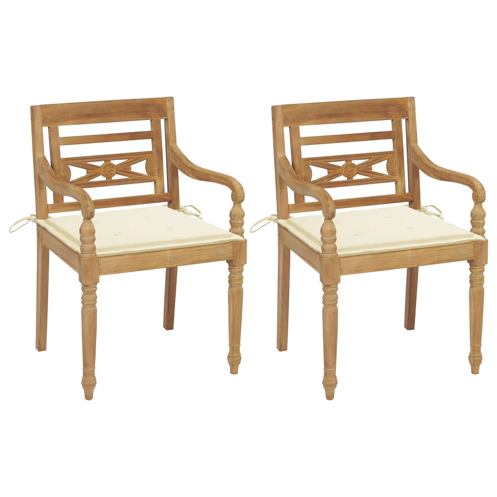 Chaises Batavia 6 pcs avec coussins en teck massif