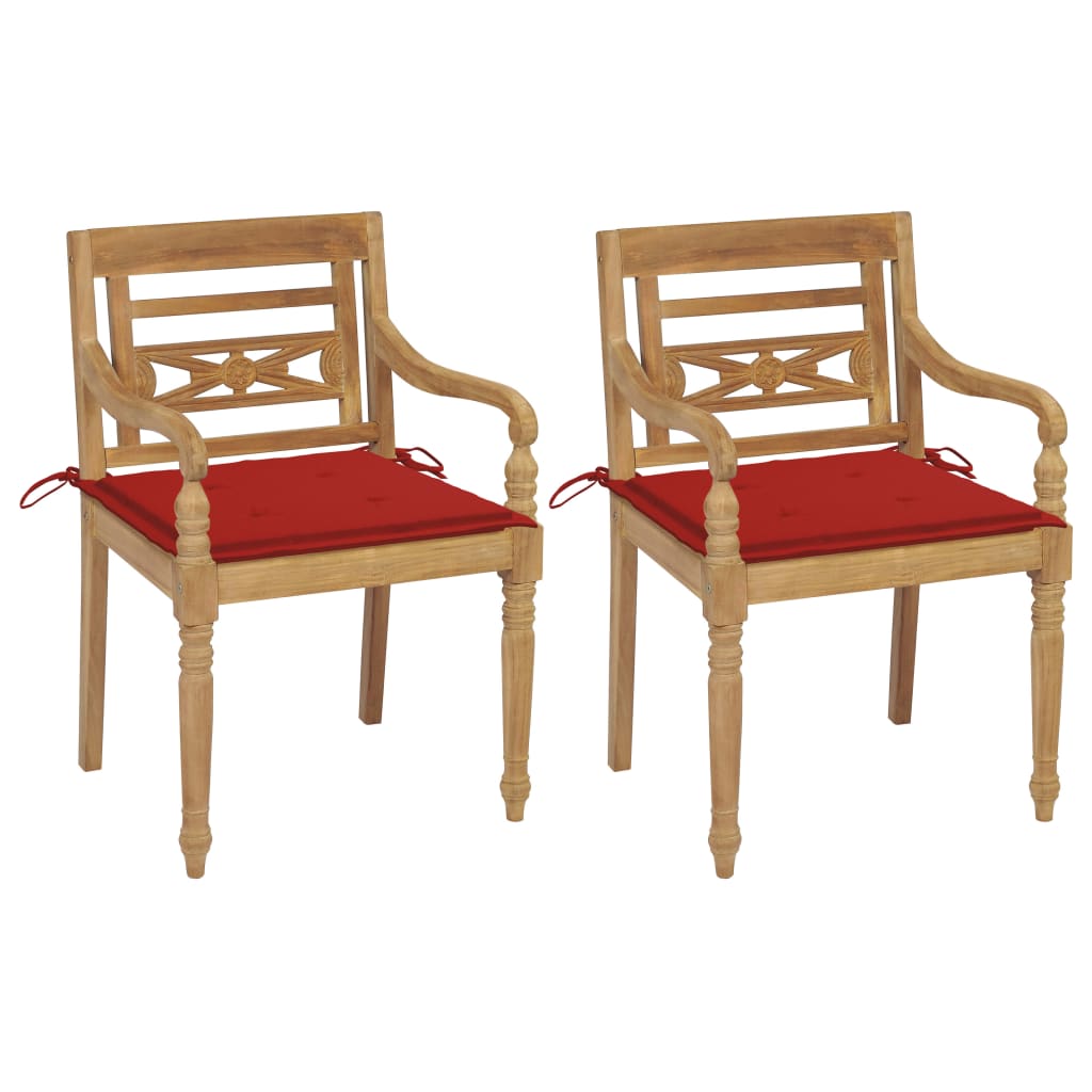 Chaises Batavia 6 pcs avec coussins en teck massif