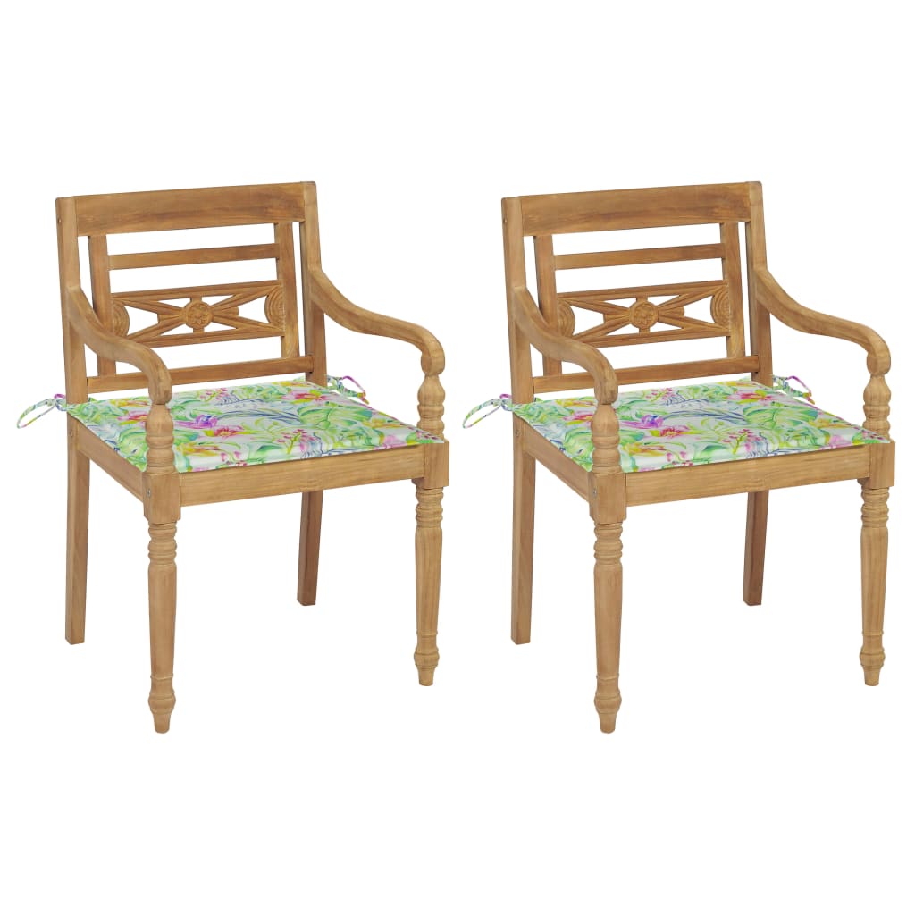 Chaises Batavia 6 pcs avec coussins en teck massif