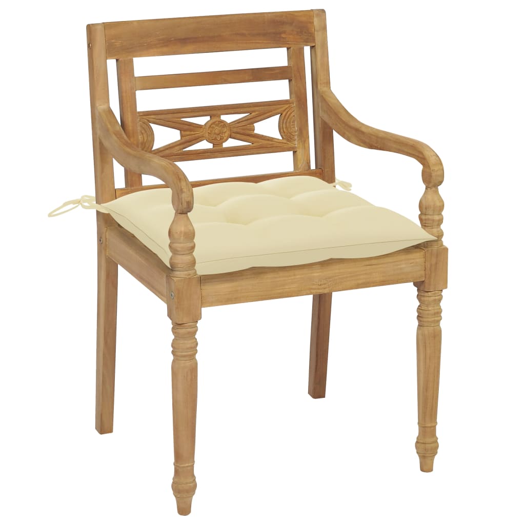 Chaises Batavia 2 pcs avec coussins bleu clair en bois de teck massif