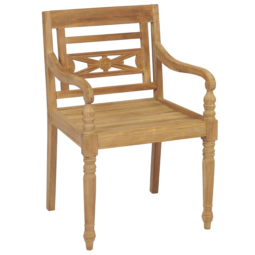 Chaises Batavia 2 pcs avec coussins bleu clair en bois de teck massif