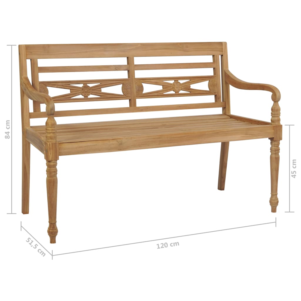 Banc Batavia avec coussin 150 cm teck massif