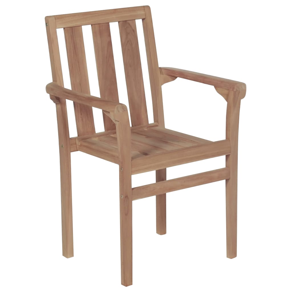 Chaises de jardin 4 pcs empilables avec coussins en bois de teck massif