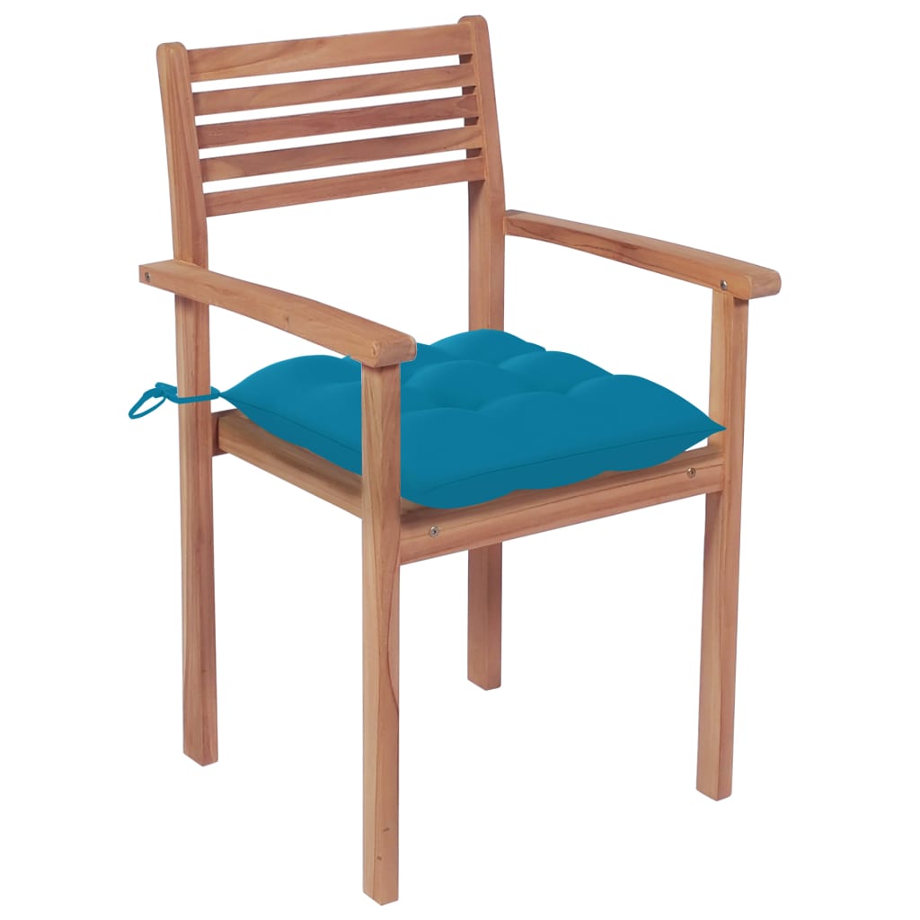 Chaises de jardin 2 pcs avec coussins blanc crème en bois de teck massif