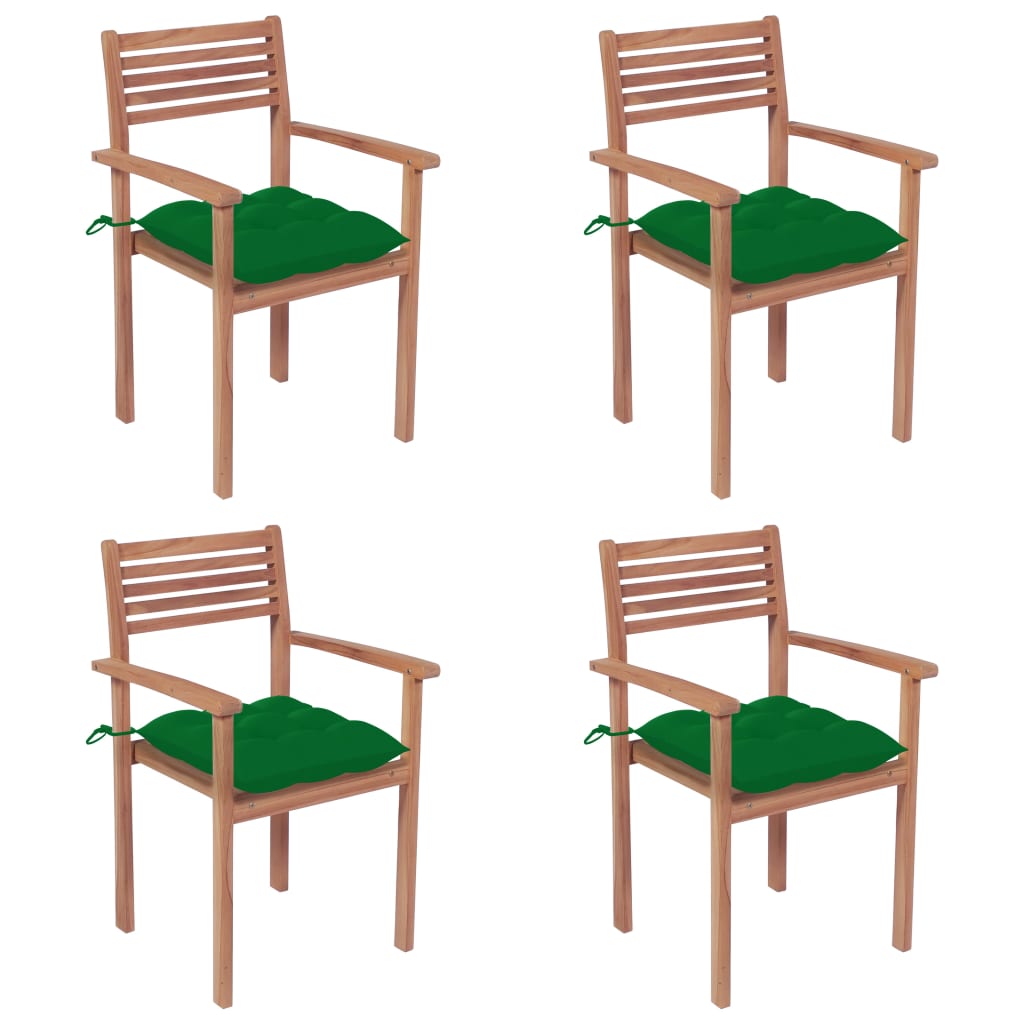 Chaises de jardin 2 pcs avec coussins blanc crème en bois de teck massif