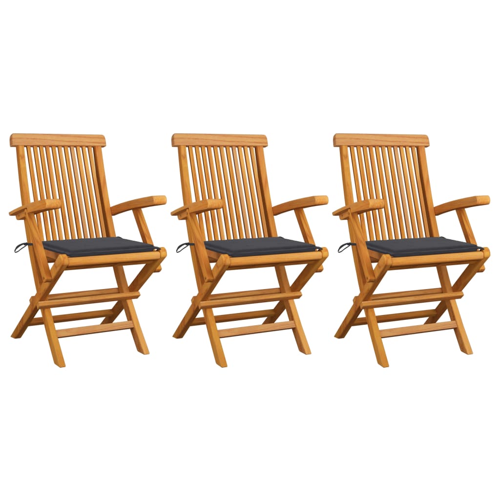 Chaises de jardin 4 pcs avec coussins verts en bois de teck massif