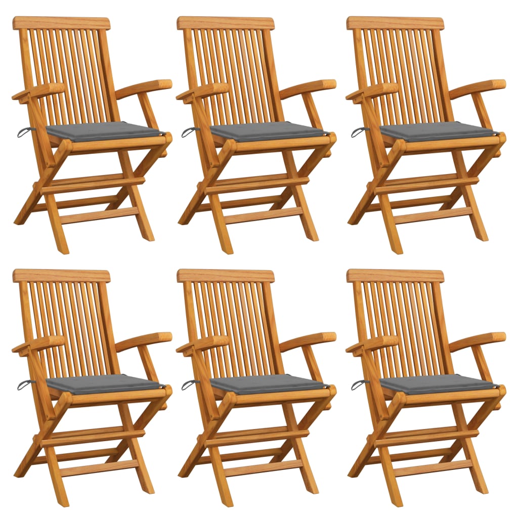 Chaises de jardin 4 pcs avec coussins verts en bois de teck massif