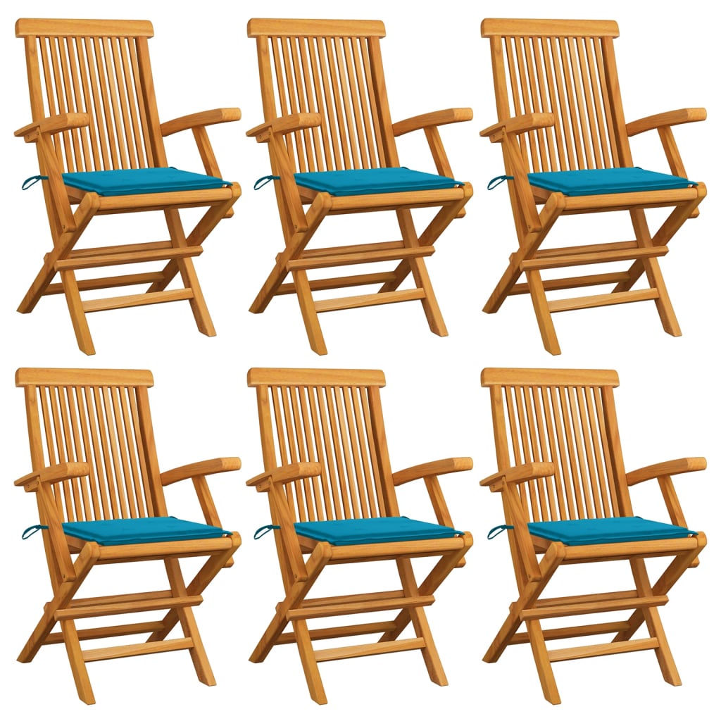 Chaises de jardin 4 pcs avec coussins verts en bois de teck massif