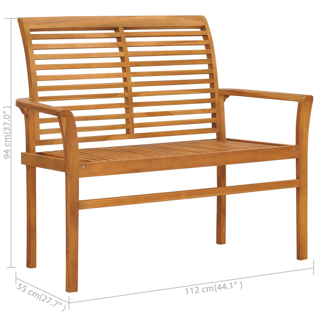 Banc de jardin avec coussin 112 cm en teck massif