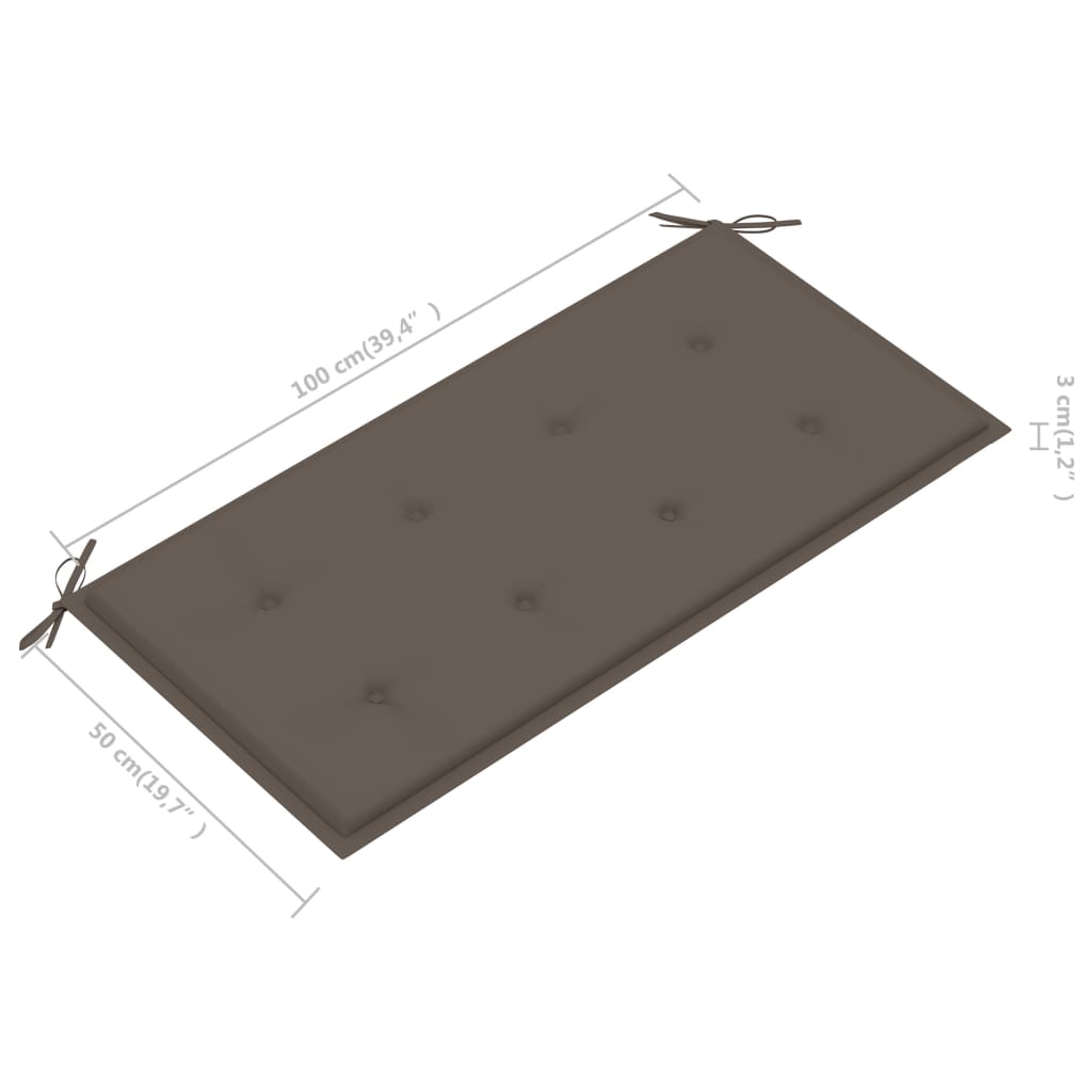 Tuinbank met antracietkleurig kussen 112 cm massief teakhout