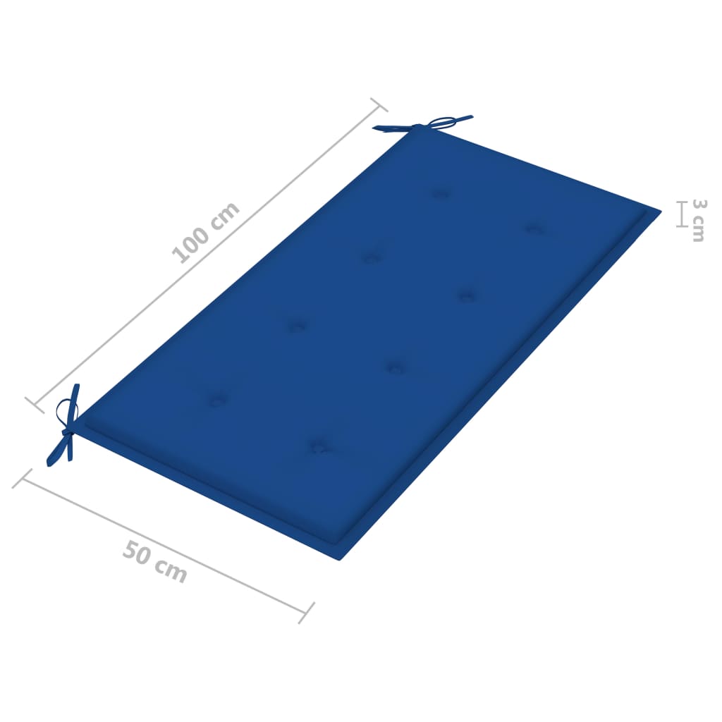 Tuinbank met antracietkleurig kussen 112 cm massief teakhout