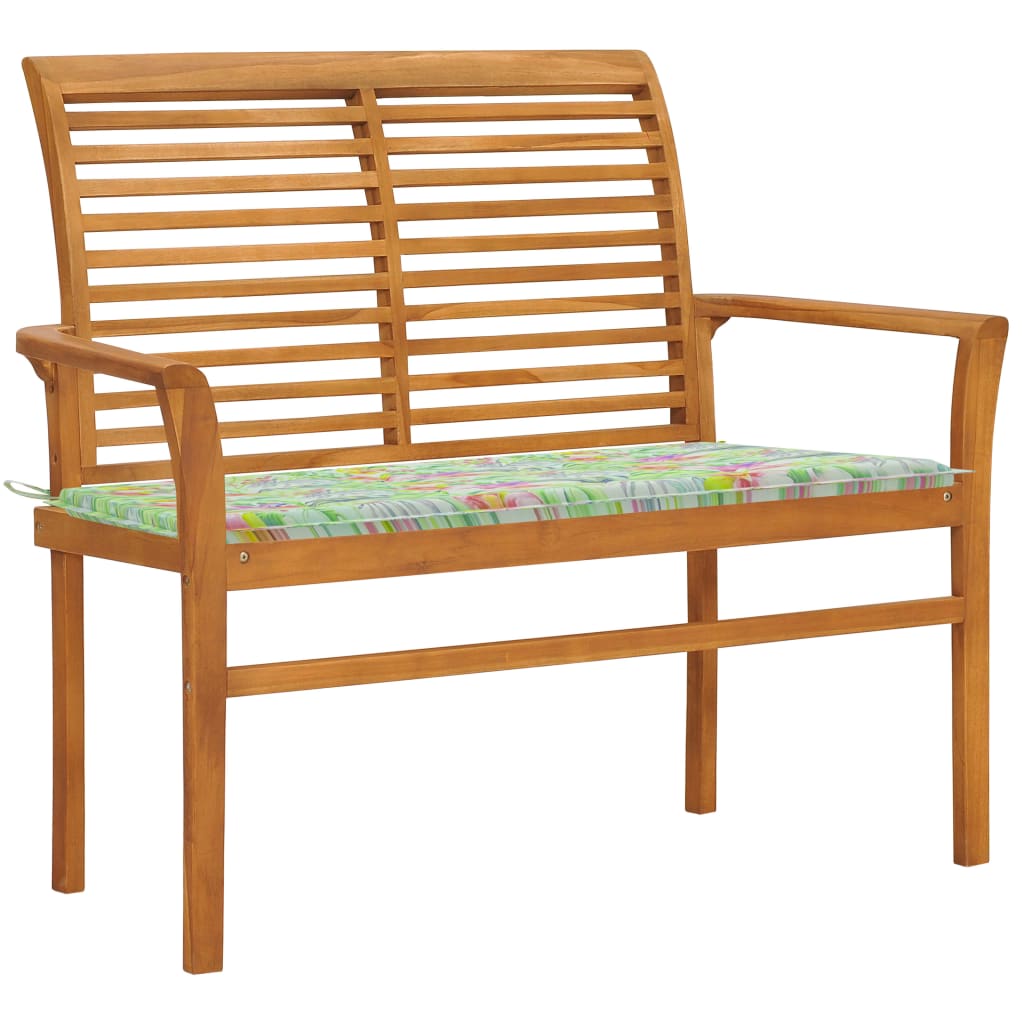 Banc de jardin avec coussin anthracite 112 cm en teck massif