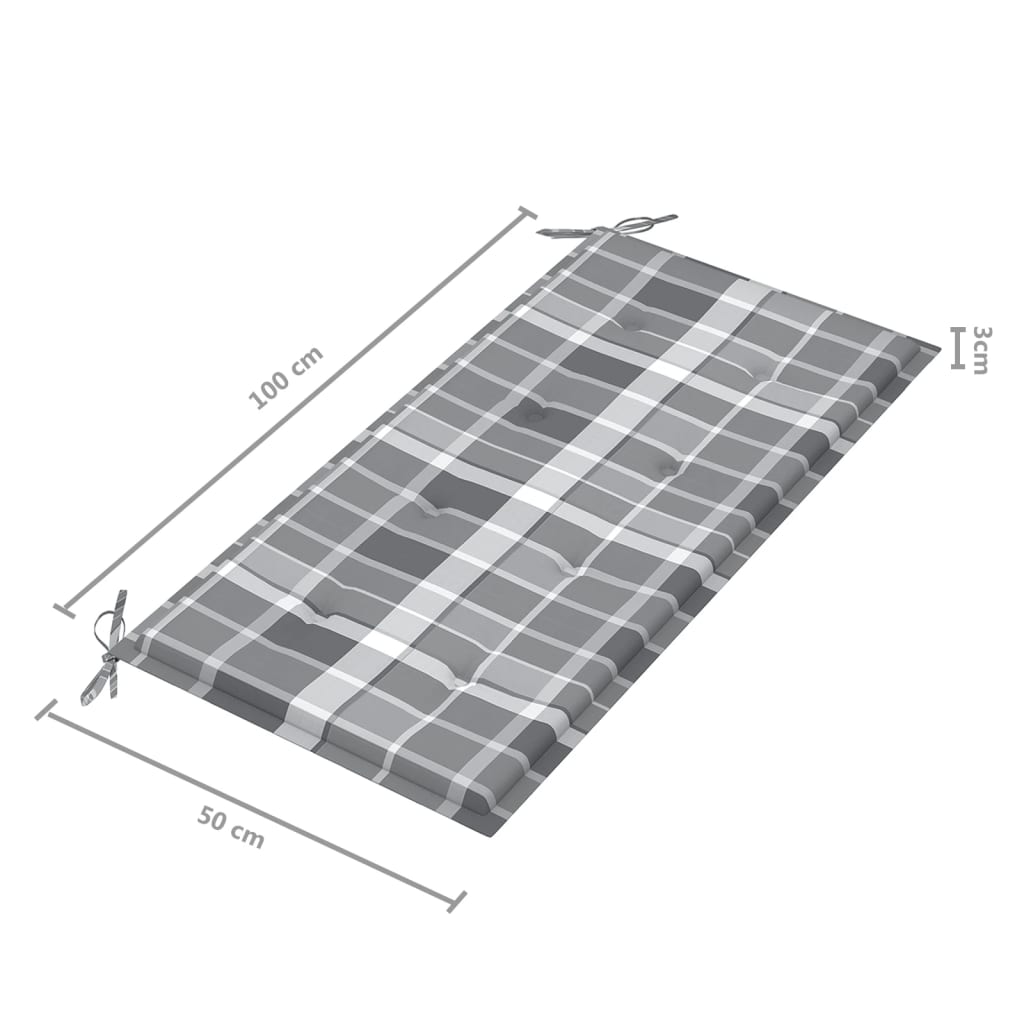 Tuinbank met antracietkleurig kussen 112 cm massief teakhout