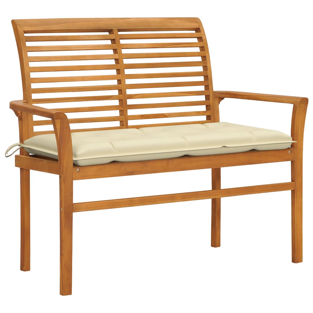 Banc de jardin avec coussin 112 cm en teck massif