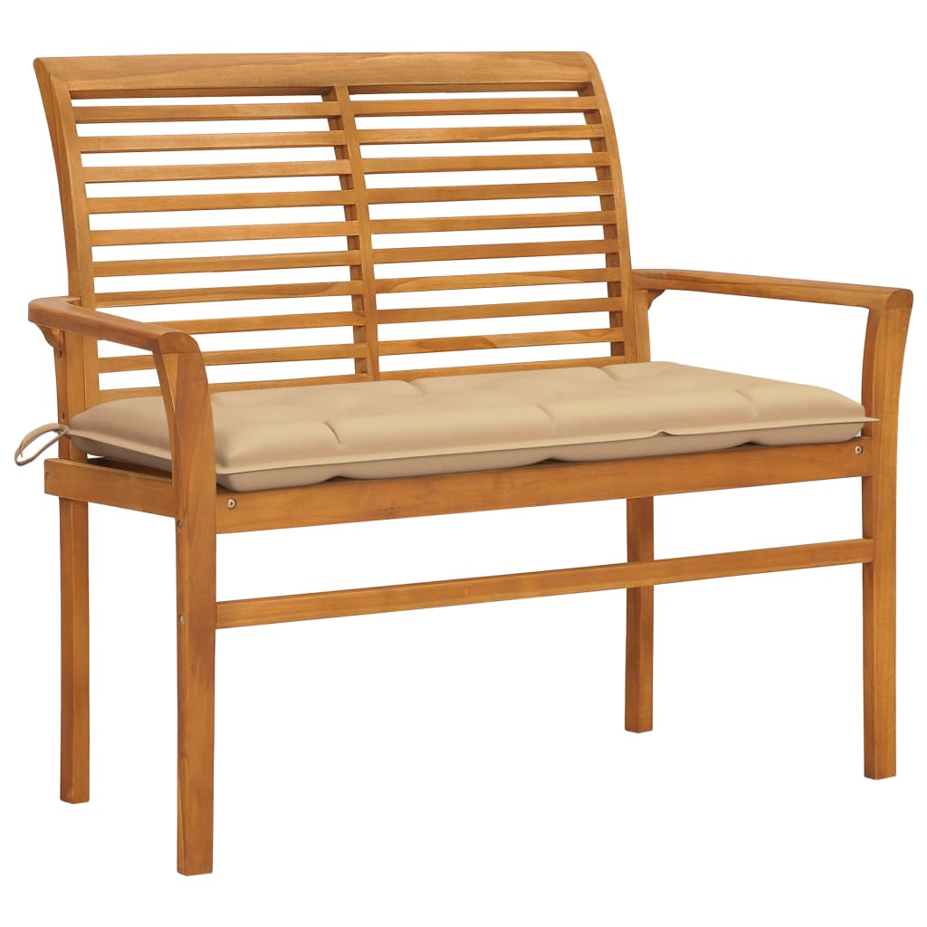 Banc de jardin avec coussin 112 cm en teck massif