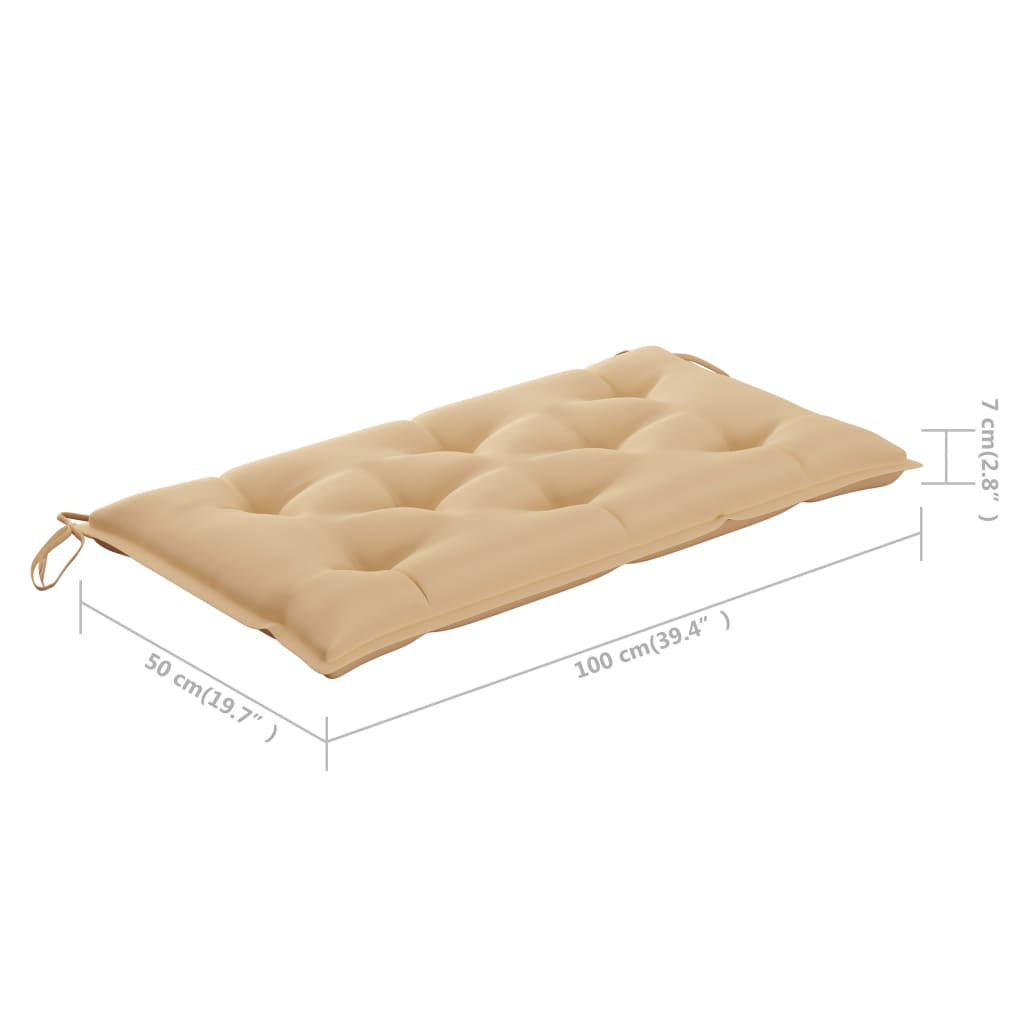 Banc de jardin avec coussin 112 cm en teck massif