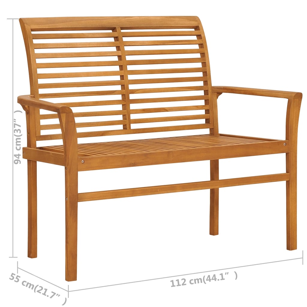 Banc de jardin avec coussin 112 cm en teck massif