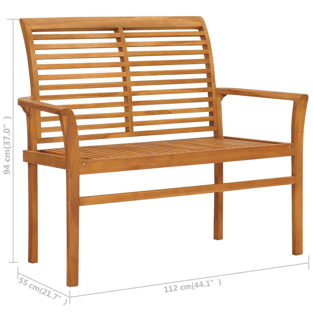 Banc de jardin avec coussin 112 cm en teck massif