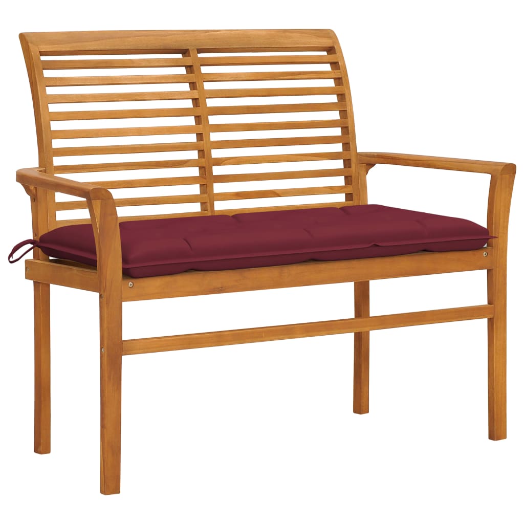 Banc de jardin avec coussin 112 cm en teck massif