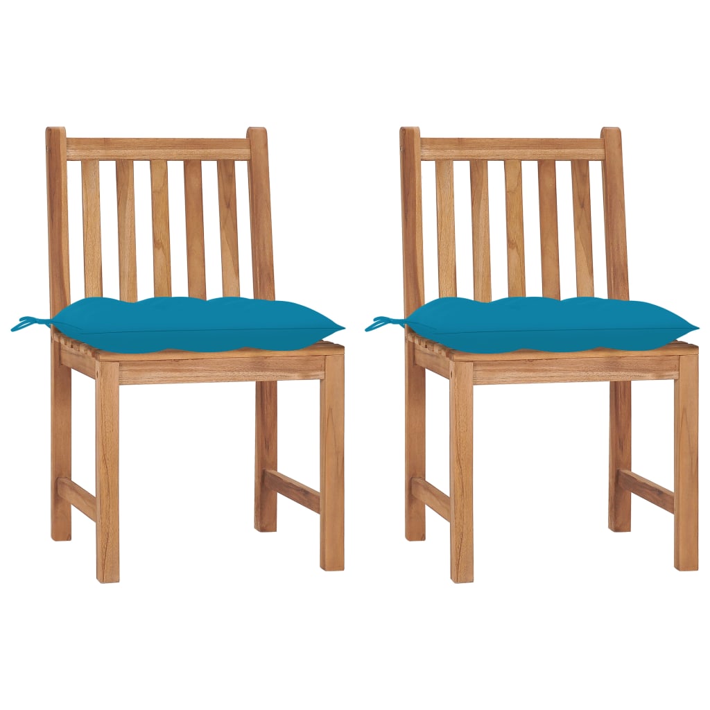 Chaises de jardin 8 pcs avec coussins en teck massif