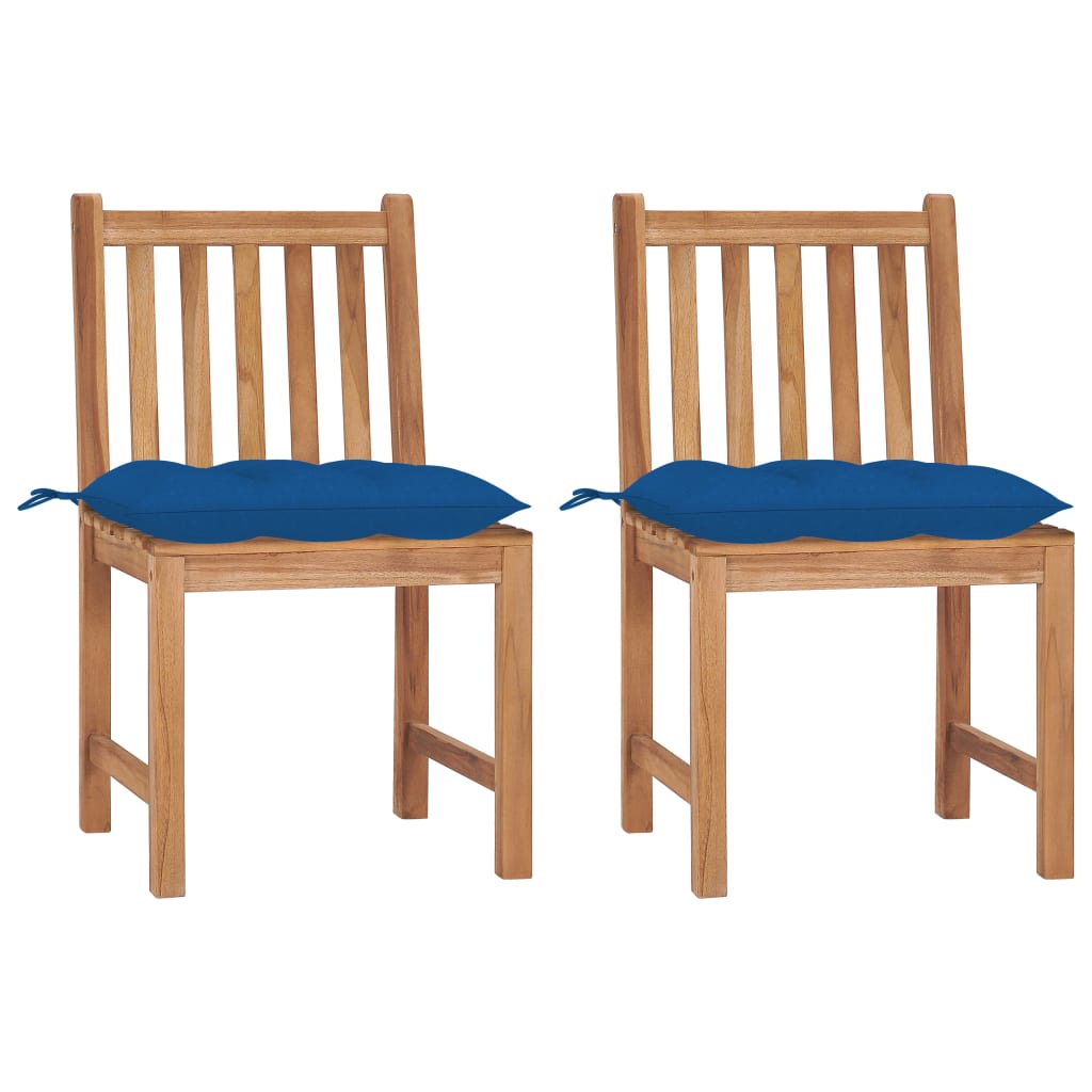 Chaises de jardin 8 pcs avec coussins en teck massif