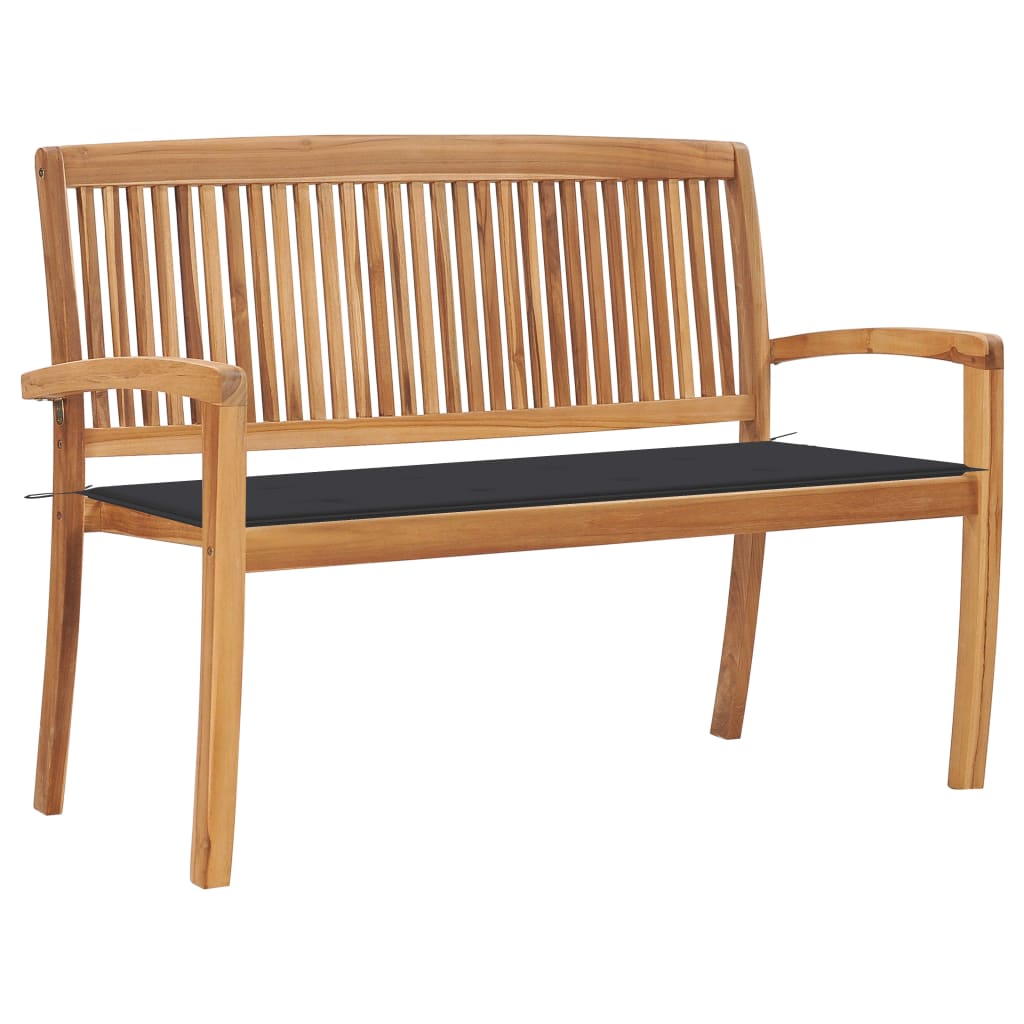 Banc de jardin empilable avec coussin 159 cm en teck massif