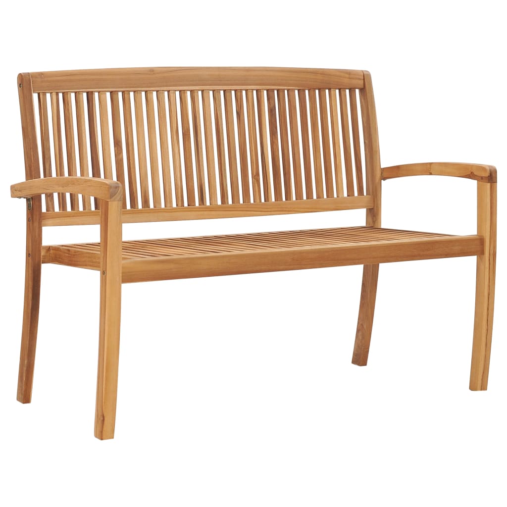 Banc de jardin empilable avec coussin 159 cm en teck massif