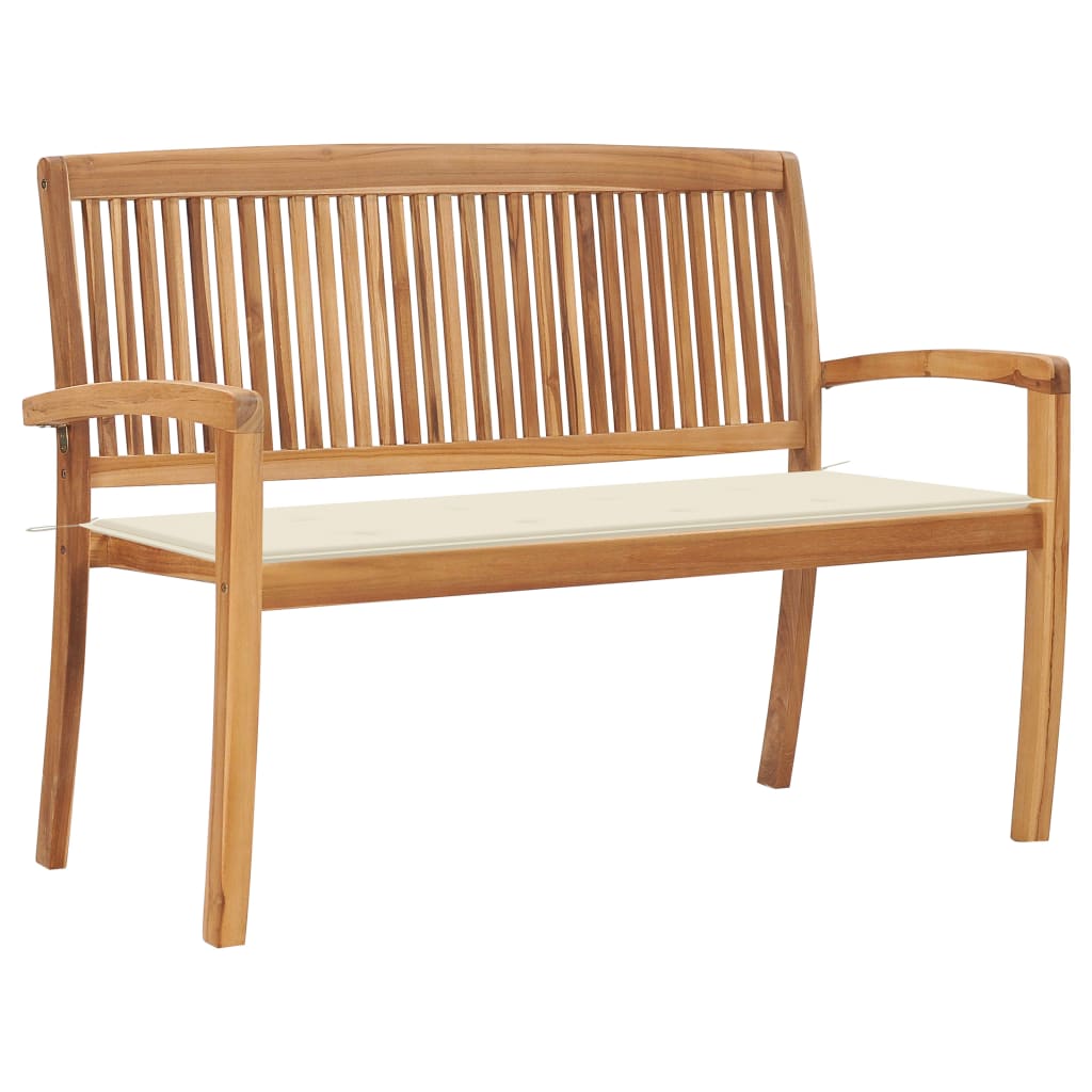 Banc de jardin empilable avec coussin 159 cm en teck massif