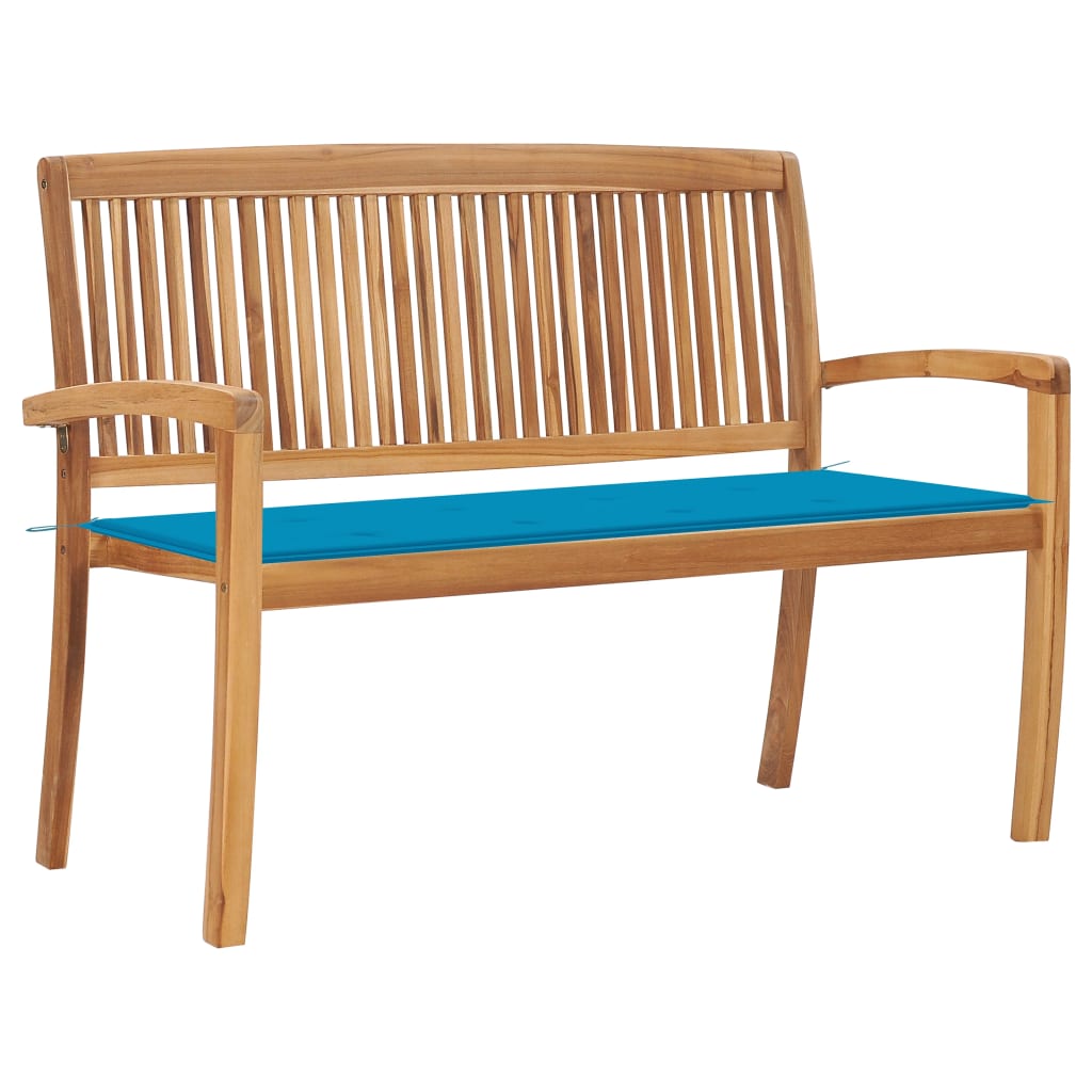 Banc de jardin empilable avec coussin 159 cm en teck massif