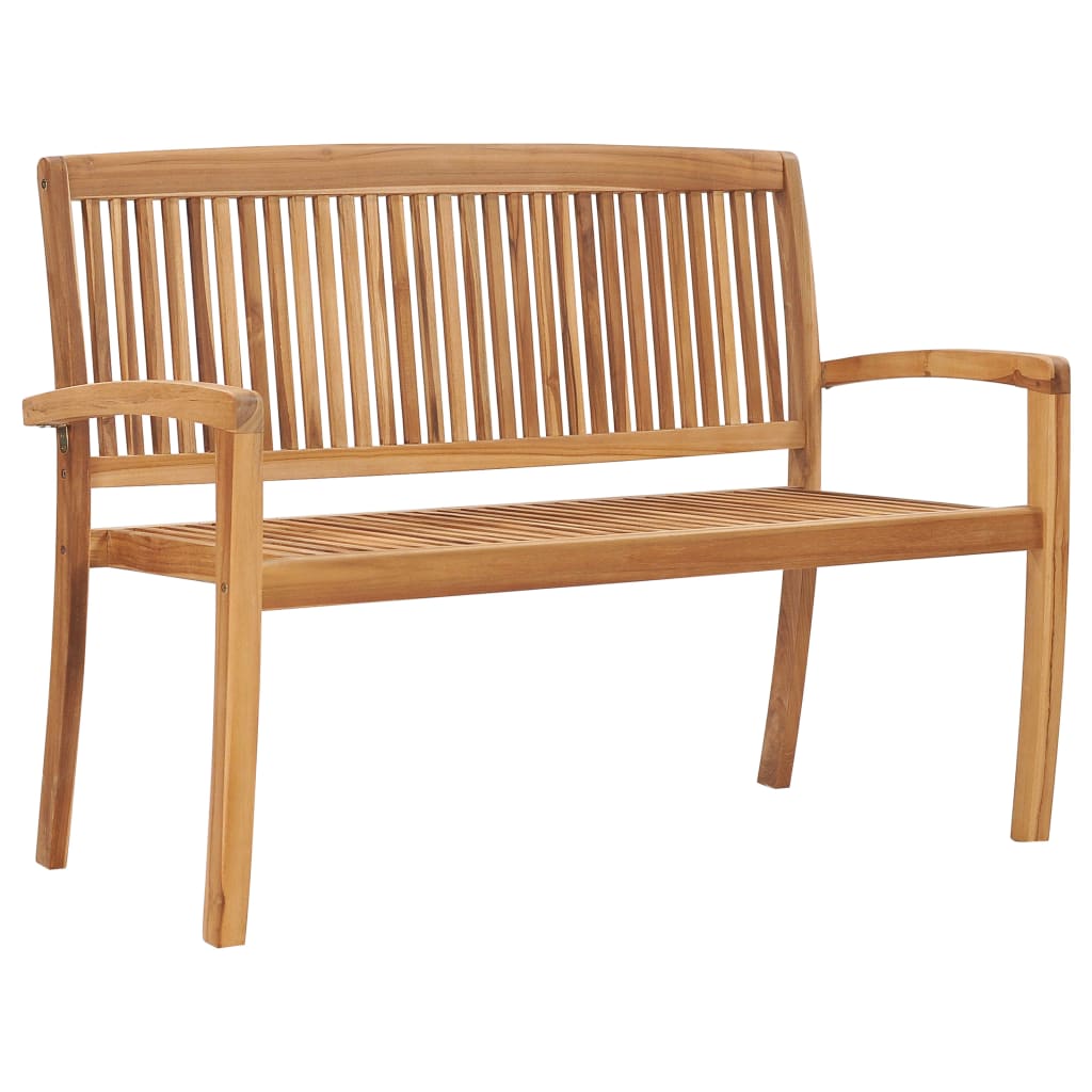 Banc de jardin empilable avec coussin 128,5 cm teck massif