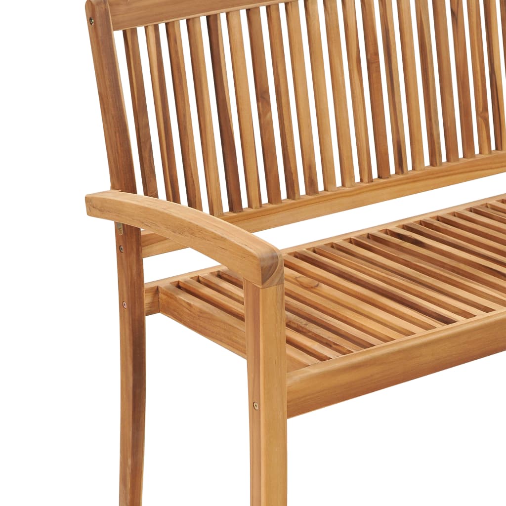 Banc de jardin empilable avec coussin 159 cm en teck massif