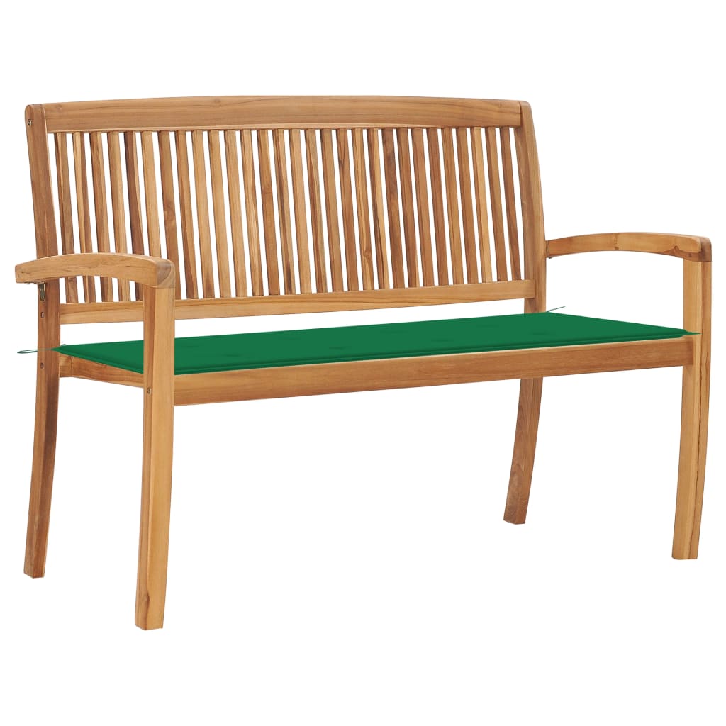 Banc de jardin empilable avec coussin 128,5 cm teck massif