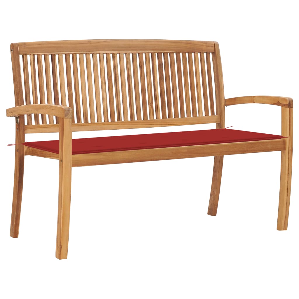 Banc de jardin empilable avec coussin 159 cm en teck massif