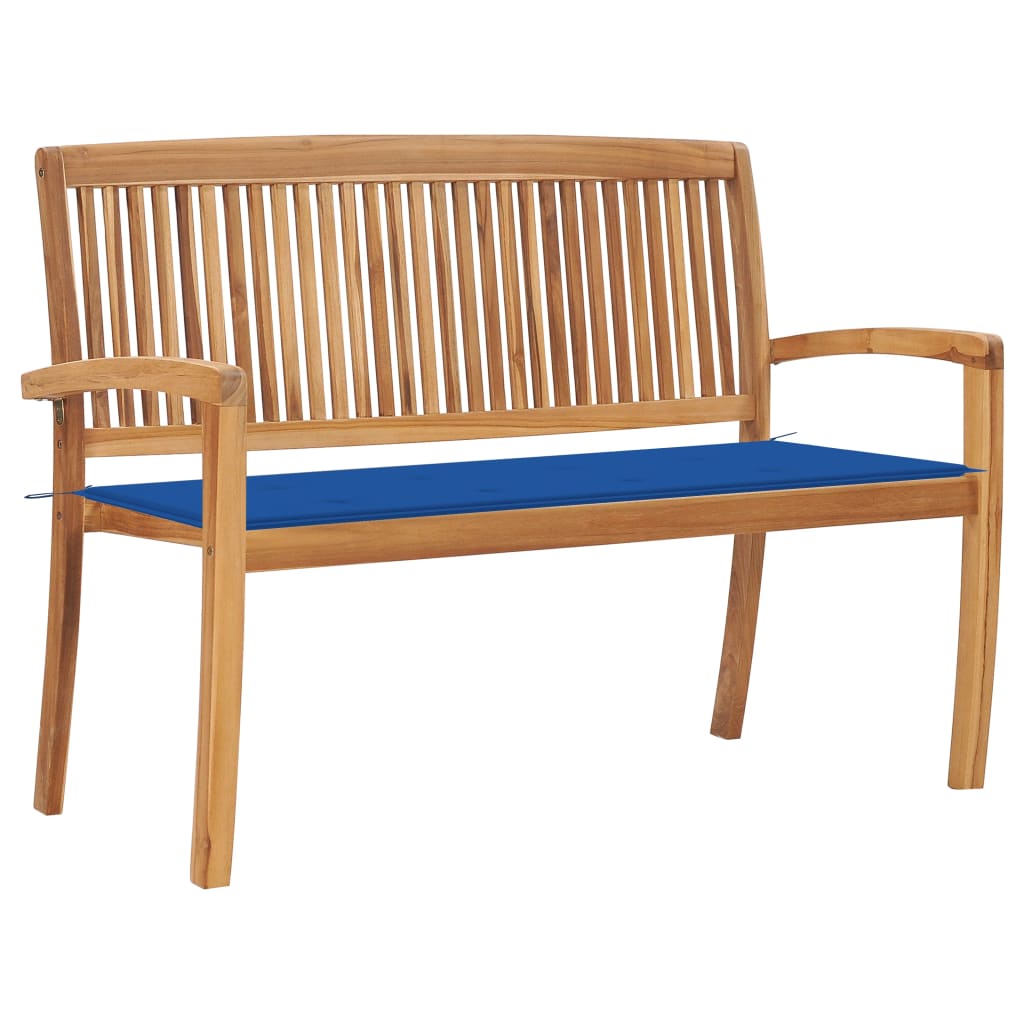 Banc de jardin empilable avec coussin 128,5 cm teck massif