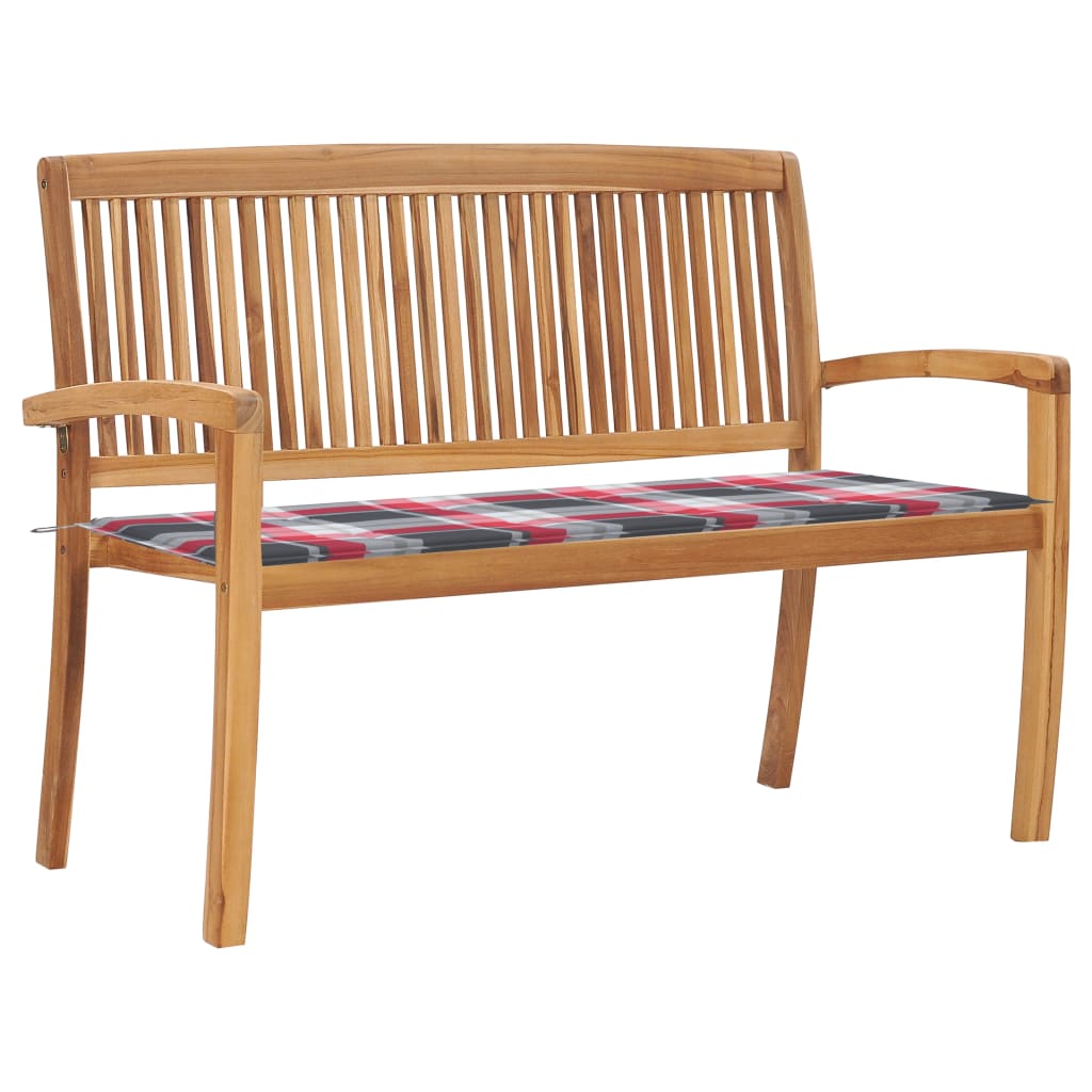 Banc de jardin empilable avec coussin 128,5 cm teck massif