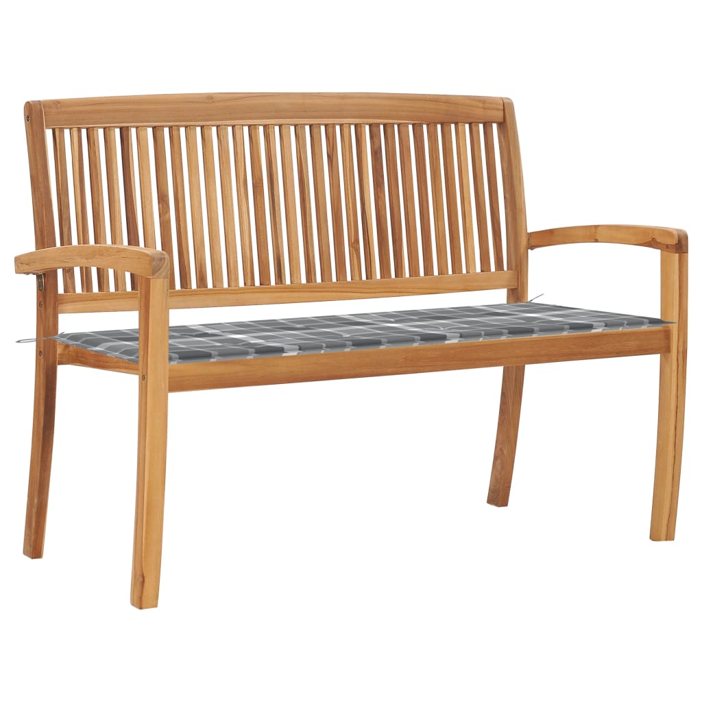 Banc de jardin empilable avec coussin 128,5 cm teck massif