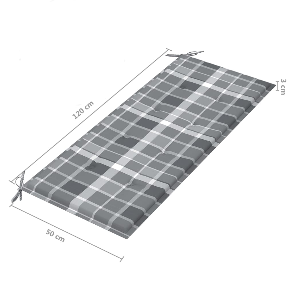 Banc de jardin empilable avec coussin 128,5 cm teck massif