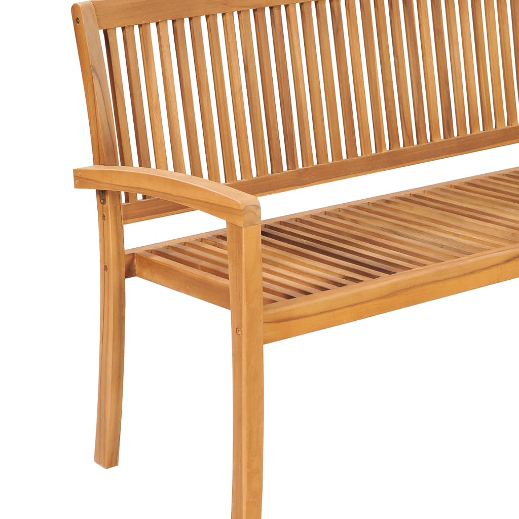 Banc de jardin empilable avec coussin 159 cm en teck massif